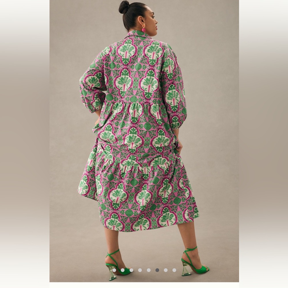 ANTHROPOLOGIE NWT BETTINA TIERED SHIRT DRESS 🍉 - Picture 4 of 9